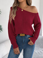 White cold shoulder knit sweater - View 8 | WEUXS