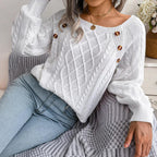 White Cable Knit Pullover Sweater - View 6 | WEUXS