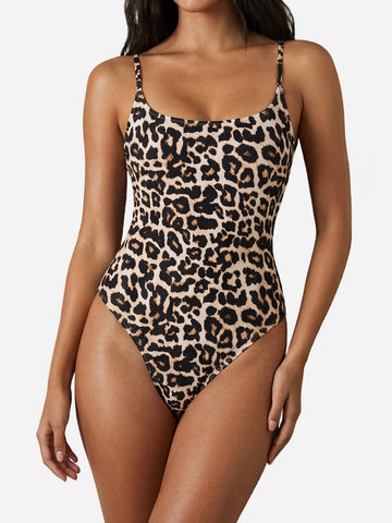 One Piece Swimsuit Tie Back Scoop Neck