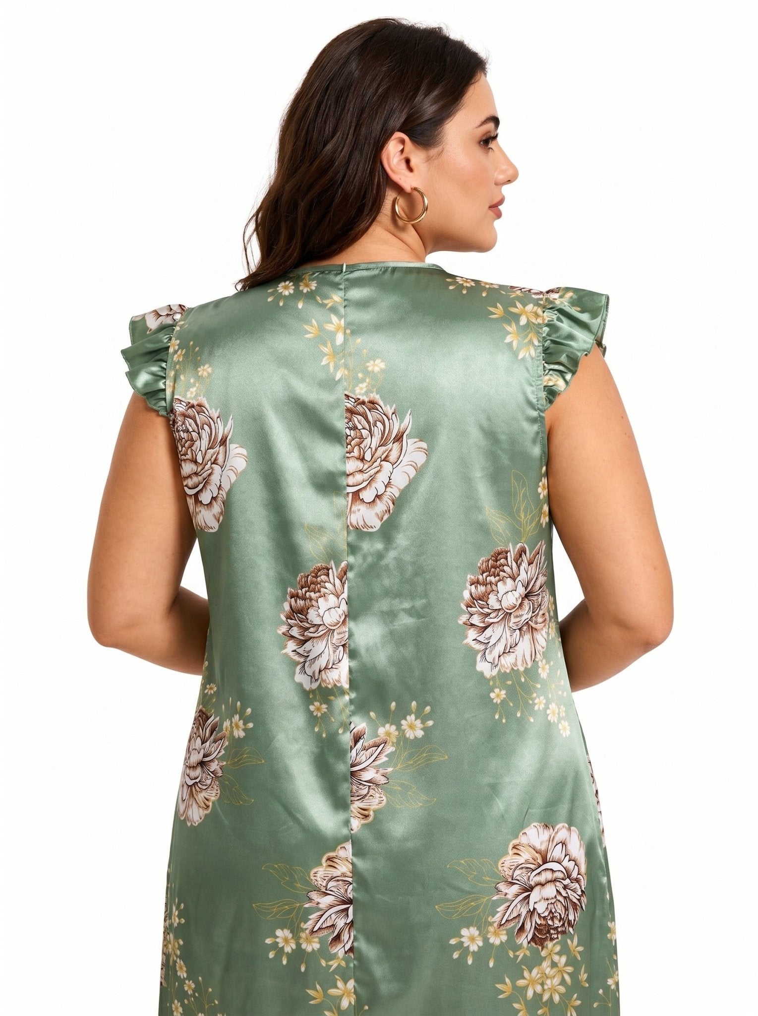 Women's Floral Print V-Neck Midi Nightgown - WEUXS
