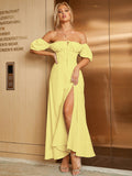 Puff Sleeve Square Neck Maxi Dress - View 23 | WEUXS